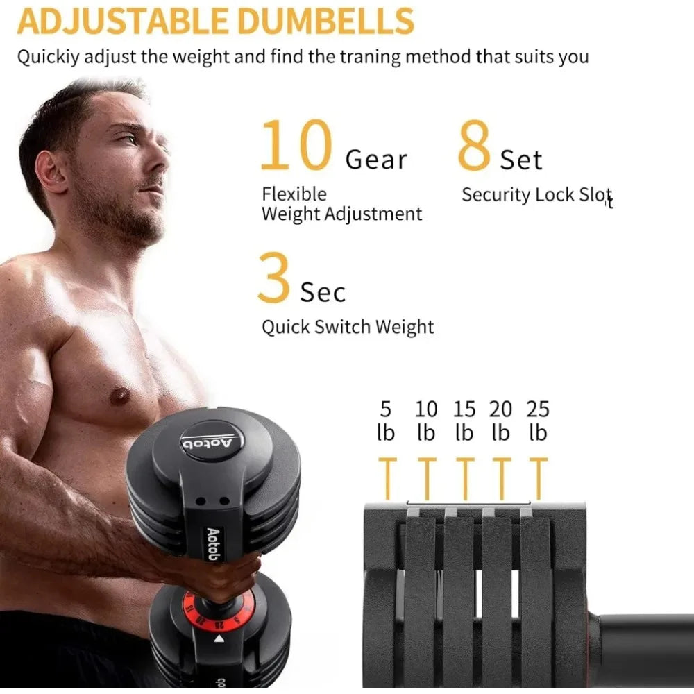 25/55LB Adjustable Dumbbell for Men and Women -Dumbbell Adjutable Weight with Turning Handle for Fast Adjusting - Dumbbell