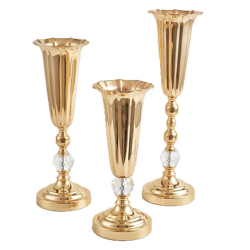 Luxury Flowers Vase Metal Vase Stem Bunch Holder Bouquet Container Floral Arrangement for Desktop Cabinet Home Shelf Decor