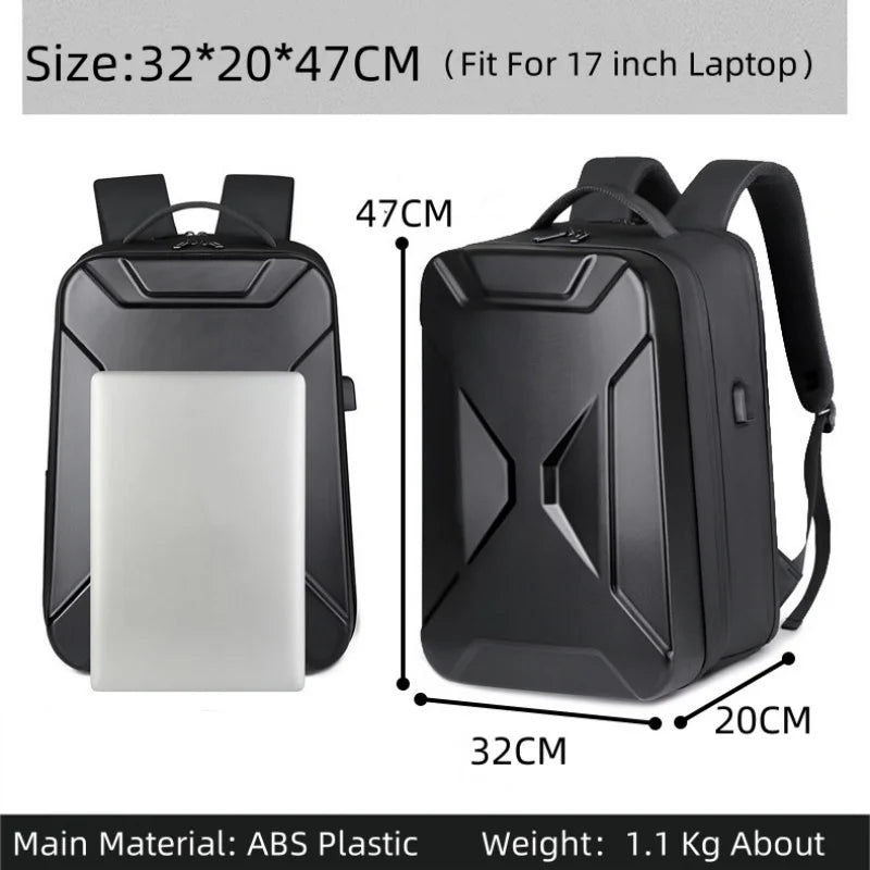 New Men's Large Capacity Hard shell Backpack ABS Leisure Backpack With USB Waterproof 17 inch Laptop Bag Business Travel Bag