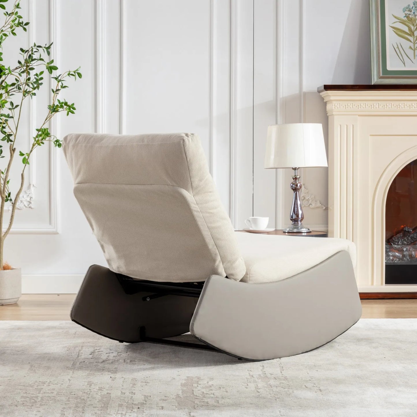 Modern Rocking Chair Recliner, Comfy Rocker Nursery Chair with Footrest, Accent Reading Chair, Upholstered Lounge Chair for Rela