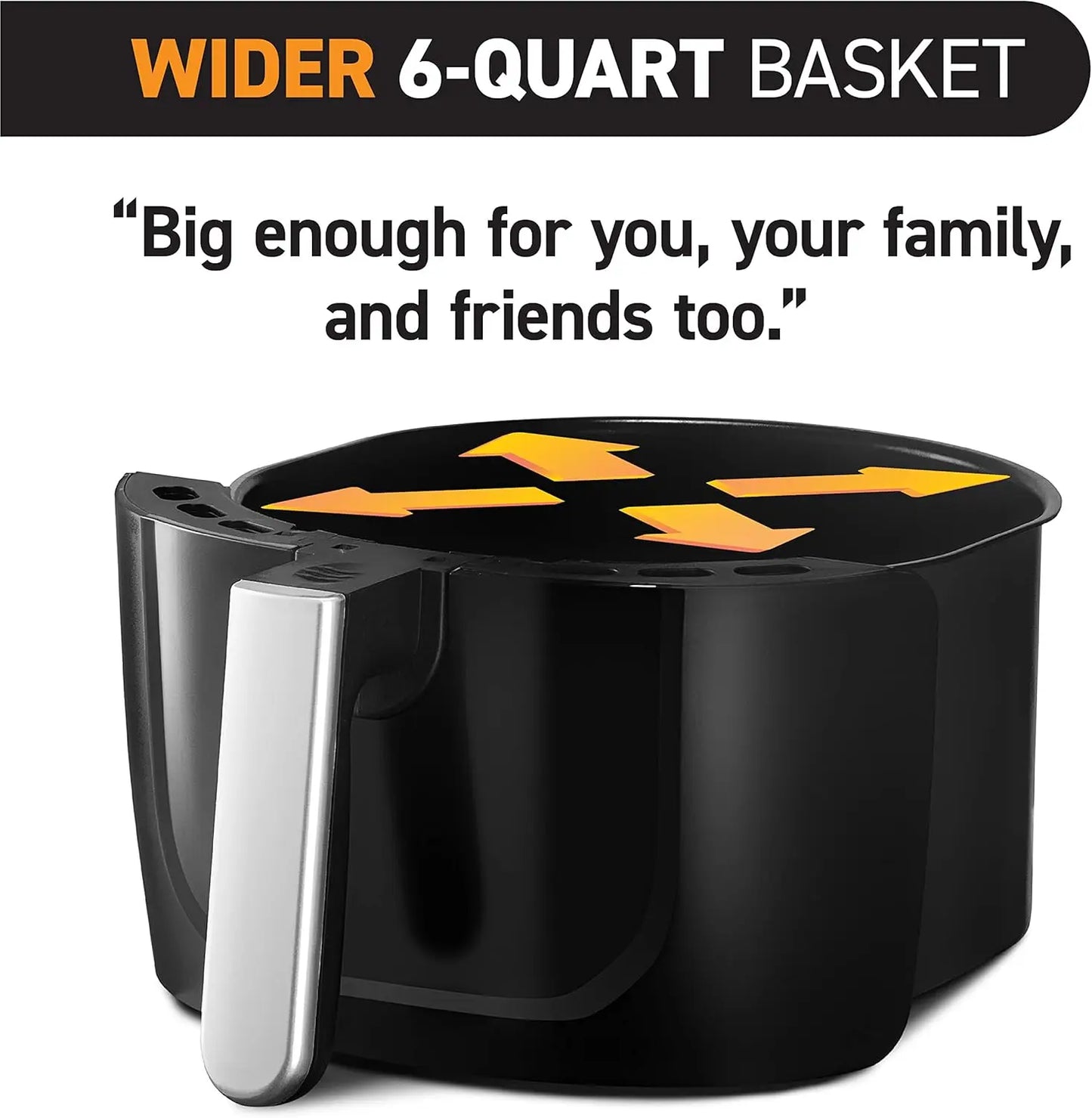 Air Fryer Oven Digital Display 6 Quart Large AirFryer Cooker 12 1-Touch Cooking Presets, XL Air Fryer Basket 1500w Power Multifu