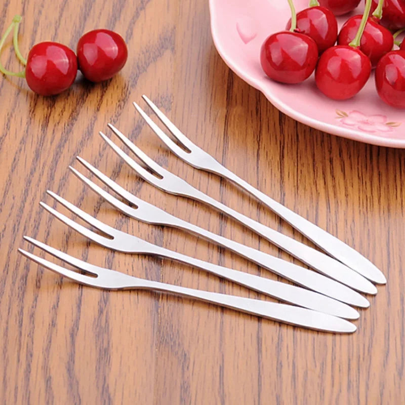1/5pcs Stainless Steel Fruit Forks for Restaurant Cafeteria Home Party Dessert Fork Lovely Fruit Fork Tableware 13cm
