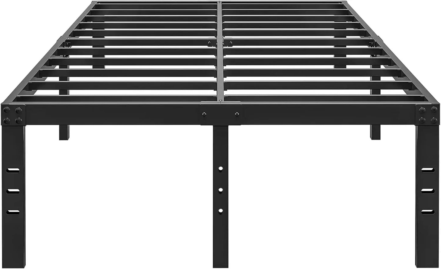 18 Inch Metal Bed Frame Queen Size - Black Basic Steel Slats Platform,  Heavy Duty Noise Free Bedframes, No Box Spring Needed