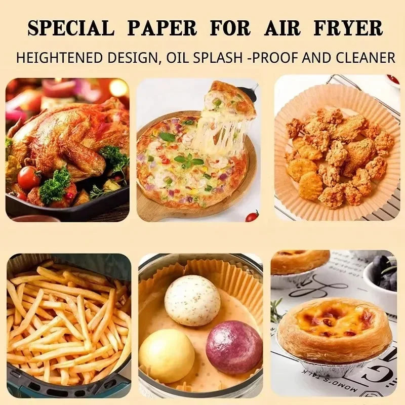 50PCS Disposable Air Fryer Paper Liner Non-Stick Special Baking Paper Tray for Microwave Ovens Oil-proof Mat Baking Accessories