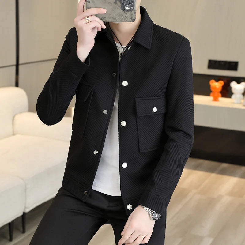 Autumn Korean Fashion Men's Jacket Slim Fit Long Sleeve Casual Business Outwear Windproof Social Streetwear Coats men clothing
