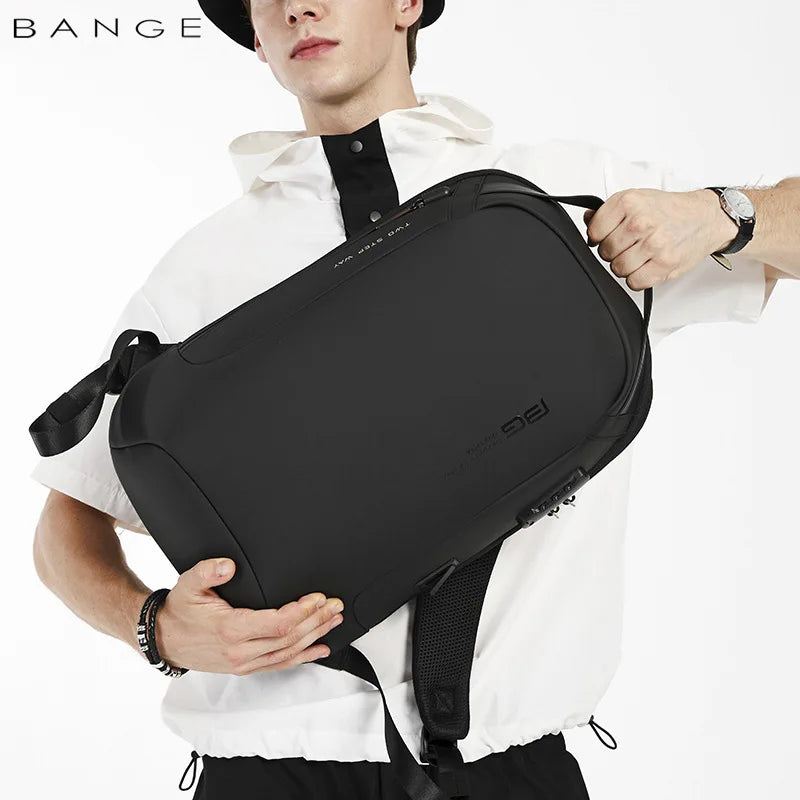 BANGE Backpack Men Luxury Anti-theft Waterproof School Laptop Backpacks USB Charging Travel Bag Aesthetic Backpack Design