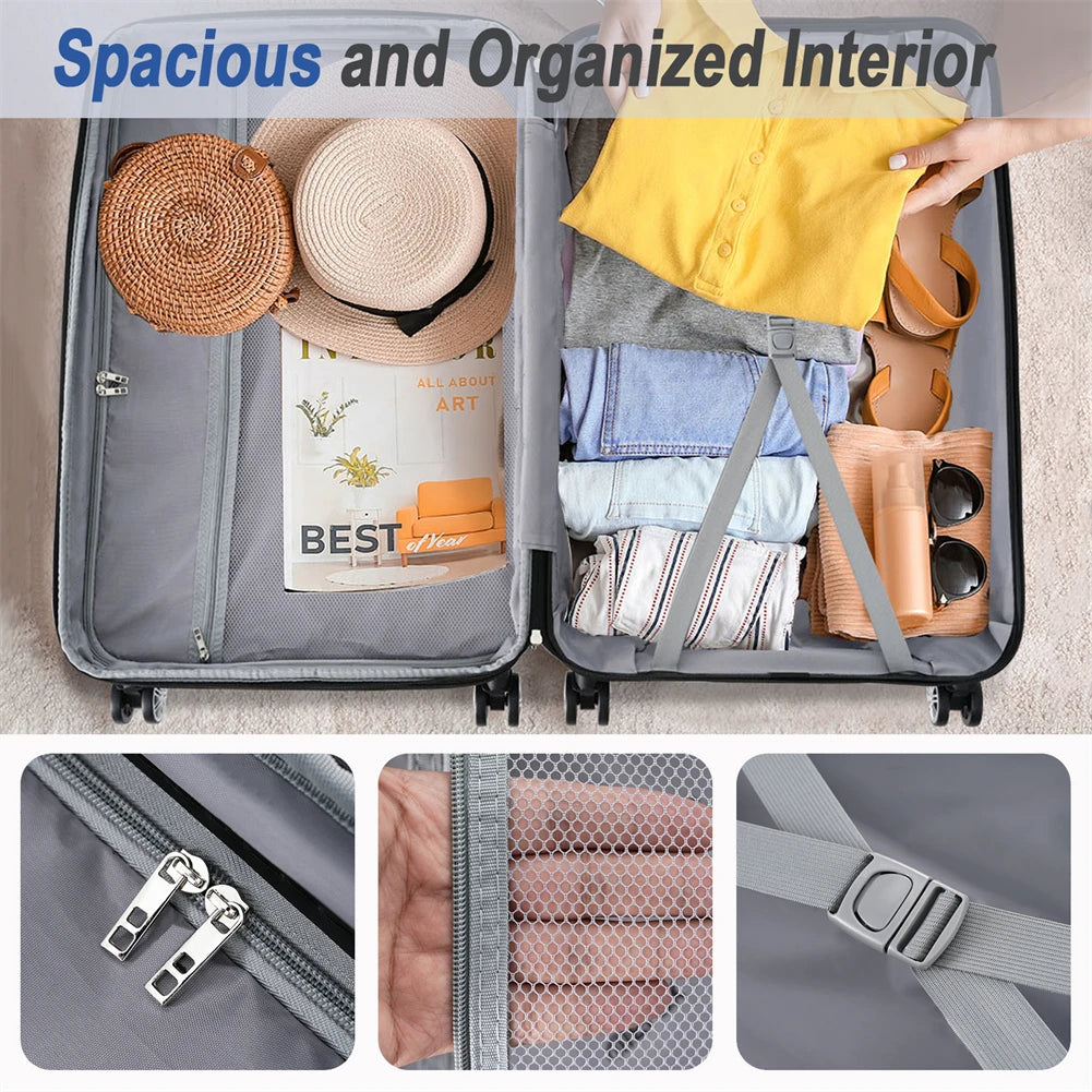 3 Pieces Hardshell Rolling Luggage Sets 20"+24''+28" Spinner Suitcase with TSA Lock Lightweight Luggage For Women Men Travel