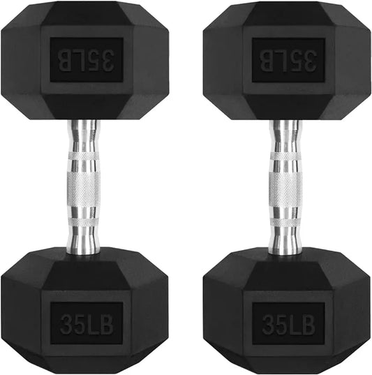 5-300LBS Rubber Encased Hex Dumbbell Sets with Optional Rack for Home Gym, Coated Hand Weights for Strength Training, Workouts