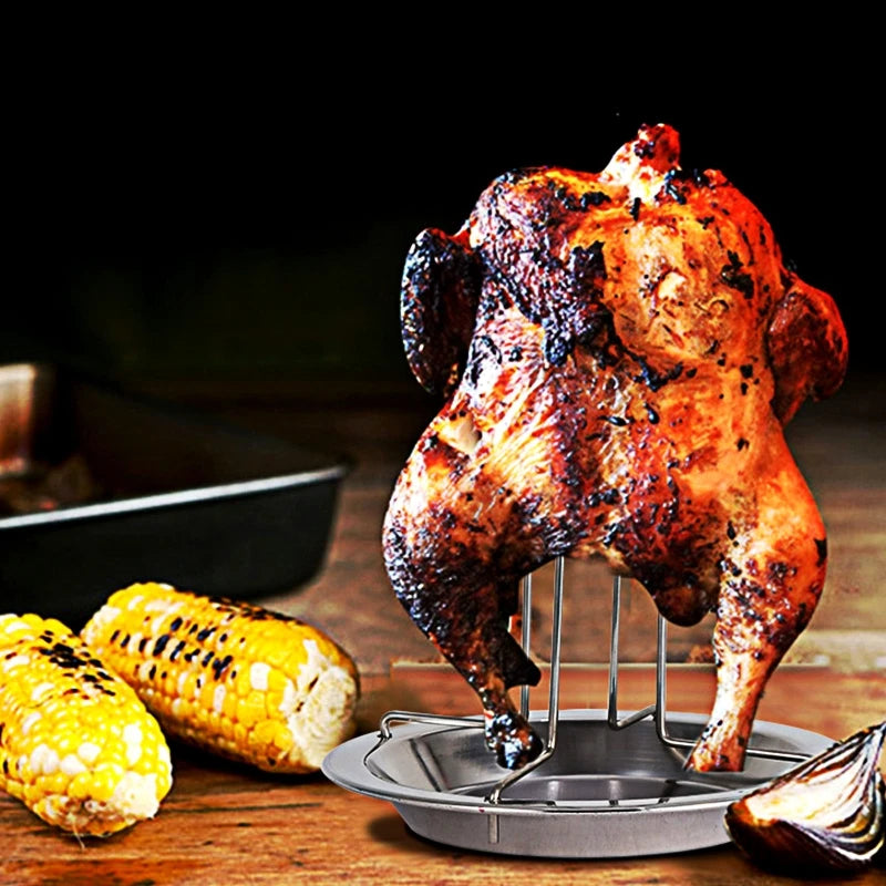 Chicken Roaster Rack for Oven, Grill, BBQ, Sturdy Stainless Steel Vertical Poultry Turkey Standing Holder Cooking Tool Dropship