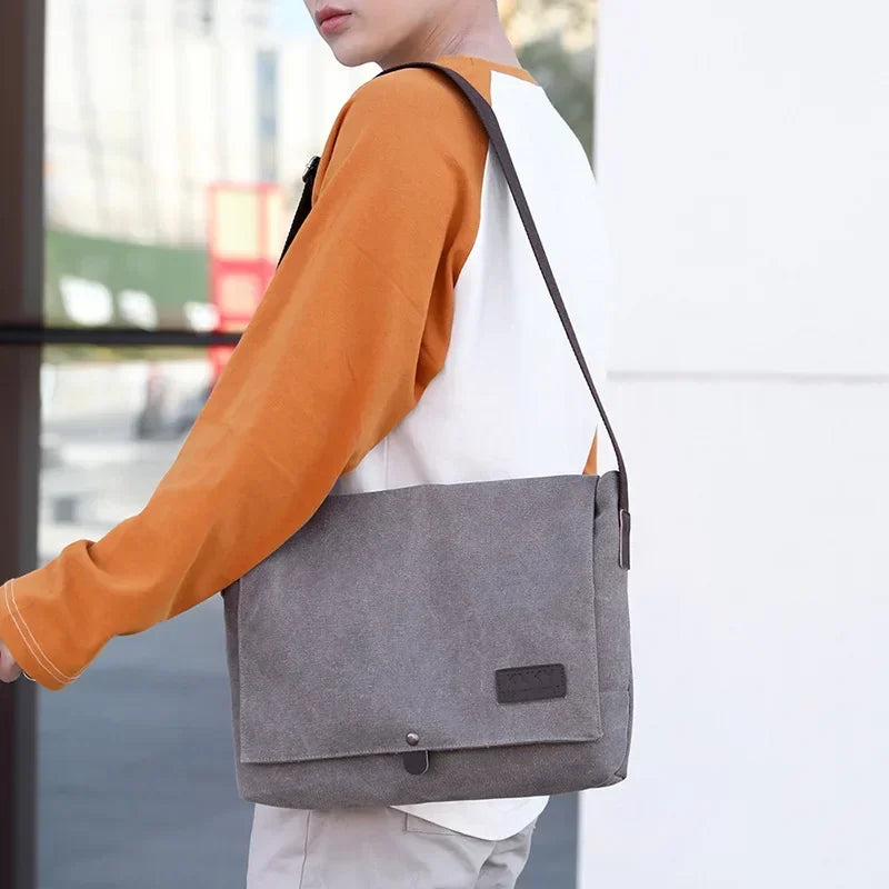 New Men Canvas Crossbody Shoulder Messenger Bags Man New Fashion Cross Body Bag Casual Solid Multi Function Portable Male Bag