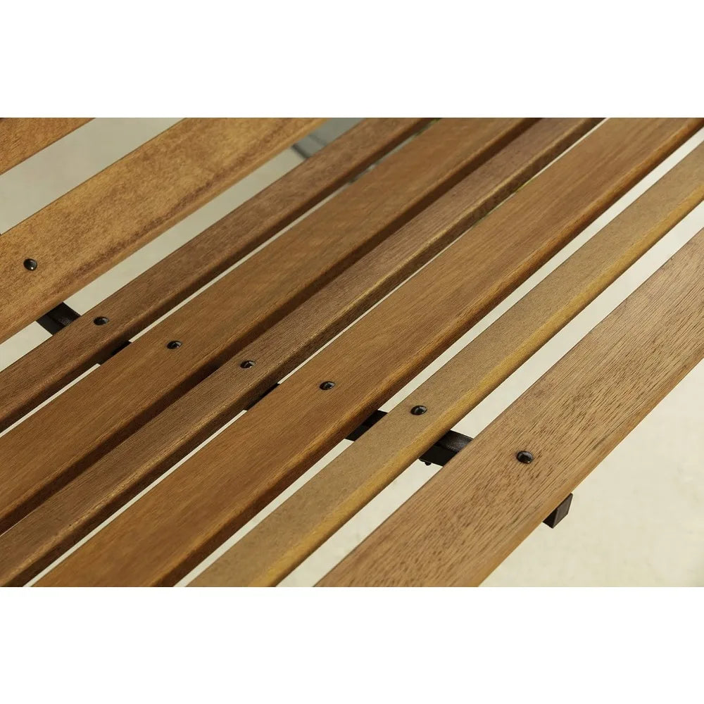 Country Garden Outdoor Patio Swing Powder Coated Steel Frame Wooden Seat Attachment with Chains, Holds Up to 500 Pound