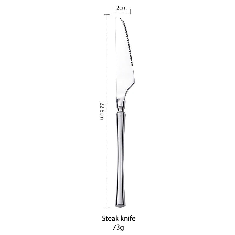 AJOYOUS Cutlery Set Stainless Steel Mirror Flatware Luxury Silverware Set Dessert Fork Tea Spoon Knife Dinnerware Kitchen