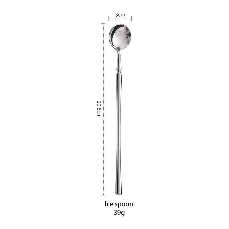 AJOYOUS Cutlery Set Stainless Steel Mirror Flatware Luxury Silverware Set Dessert Fork Tea Spoon Knife Dinnerware Kitchen