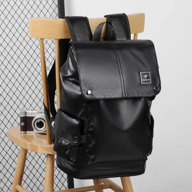 Fashion Backpack for Man PU Leather Notebook Executive Handbag Casual Travel Office Waterproof Business Shoulder Back Pack Bag