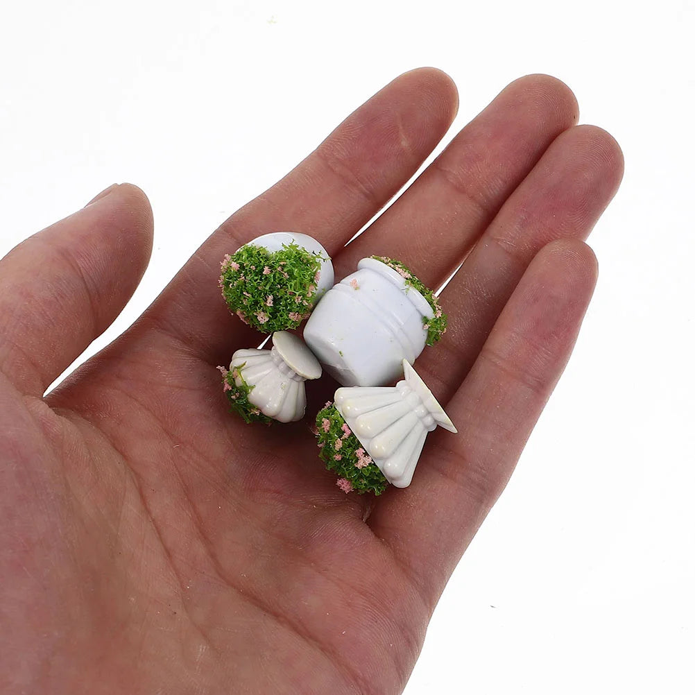 8 Pcs Mini Planter Vase Toy Table Model Decor Architectural Landscape Accessory Artificial