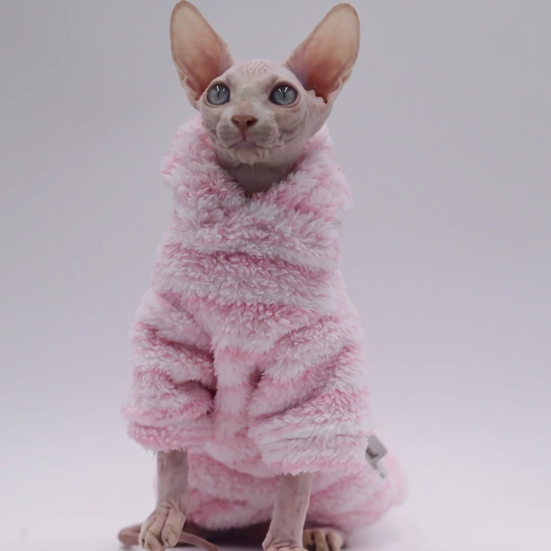 MinkFleece Pet  cardigan Autumn winter thick jacket for cat Sphinx Clothing hairless cat clothes Devon warm dresses for cats