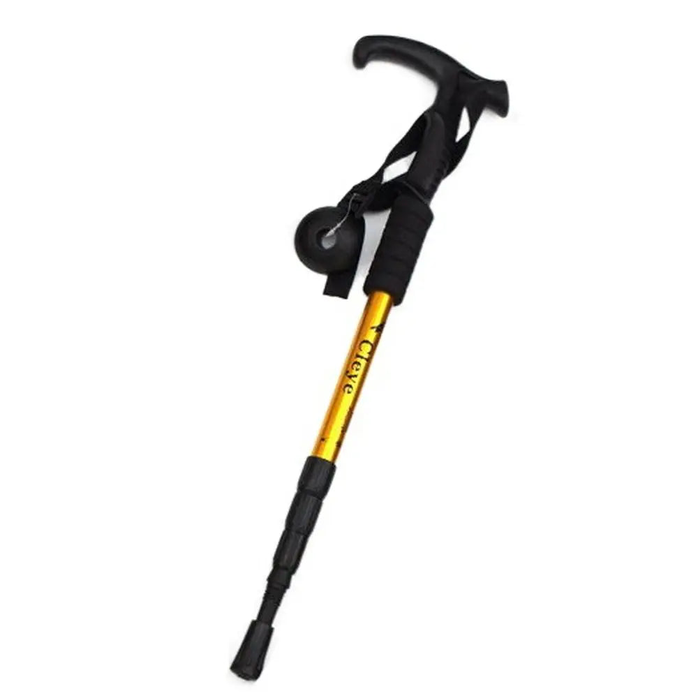 4 Section Trekking Poles Folding Non-slip Walking Stick Aluminium Alloy Ergonomic Handle Design Foldable Crutches Hiking