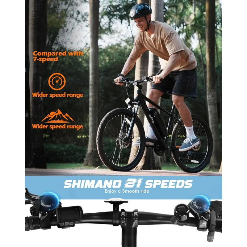 ARacer Electric Bike for Adults - 21-Speed Mountain Lightweight Ebike with Peak 500W Brushless Motor,26X2.1 Tire Step Over E-MTB