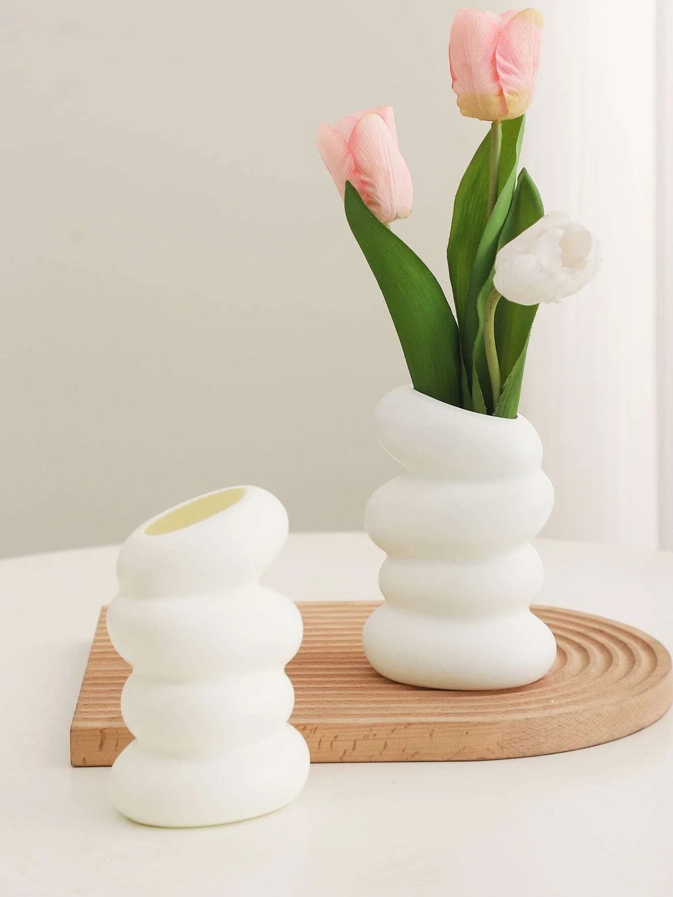 1pc Plastic Flower Vase, Nordic White Plastic Vase Unbreakable Vase For Tulips Flower Arrangement  Decor Centerpieces