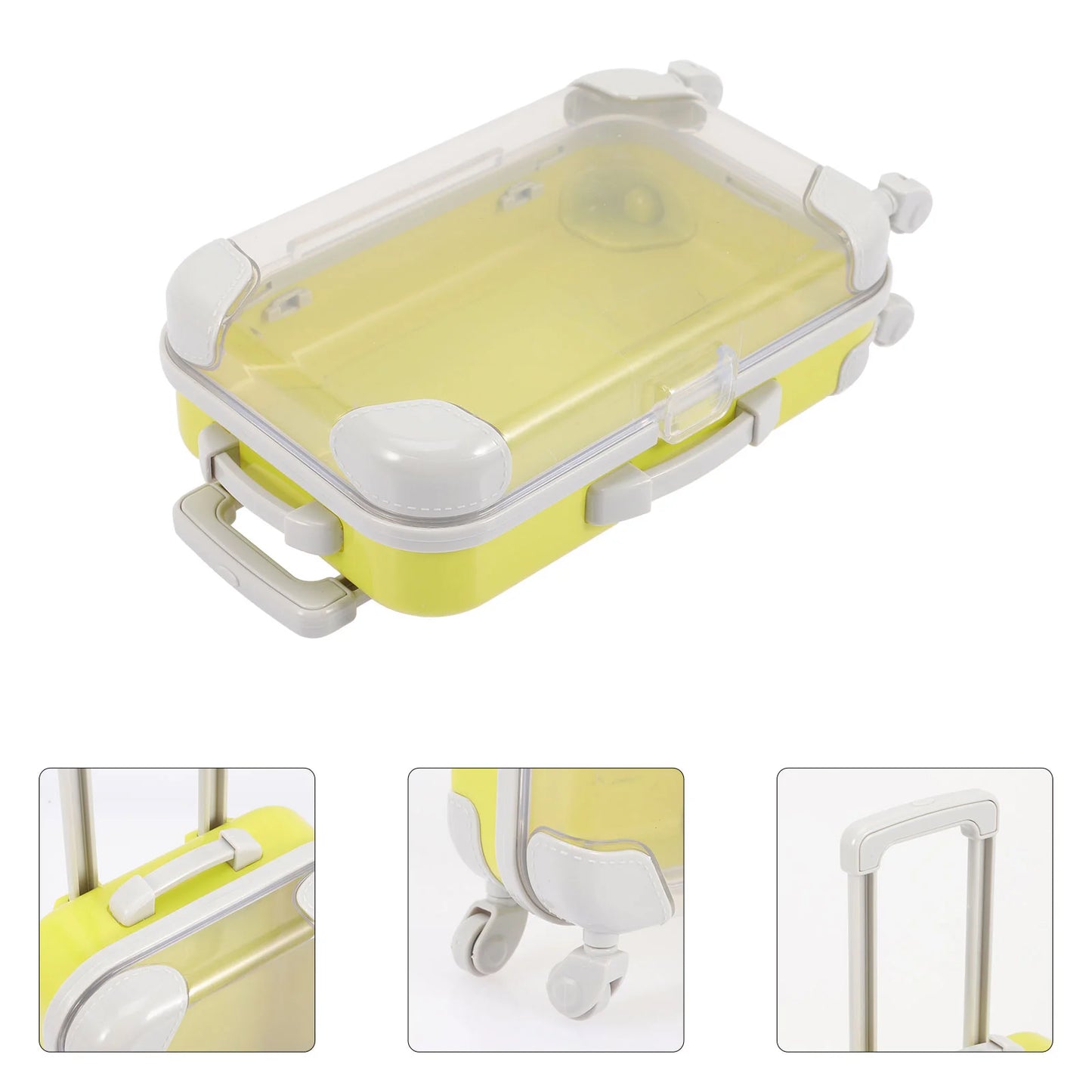 Mini Trolley Case Girls Toys Rolling Suitcase Luggage for Play Room Plastic Decor Baby Dolls