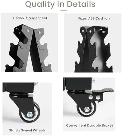 Premium Solid Steel Dumbbell Rack Stand Only, A-Frame Portable Weight Storage Organizer with Optional Tray and Wheels, Perfect f