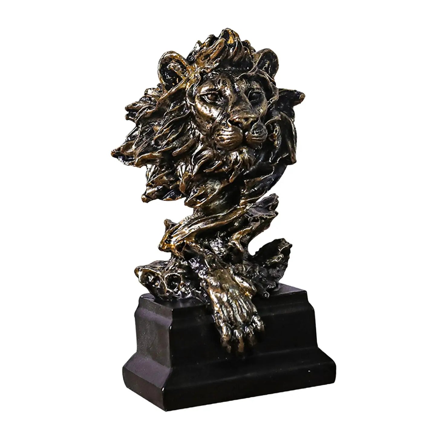 Lion Head Statue Lion Head Sculpture Handcarved Crafts Desktop Ornament Lion Art Figurine Decorative for Bookshelf Office
