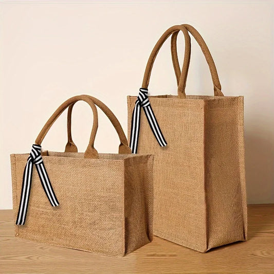Jute handbag gift bag fashion versatile handheld large-capacity shopping bags out travel bag Tote bag men and women universal