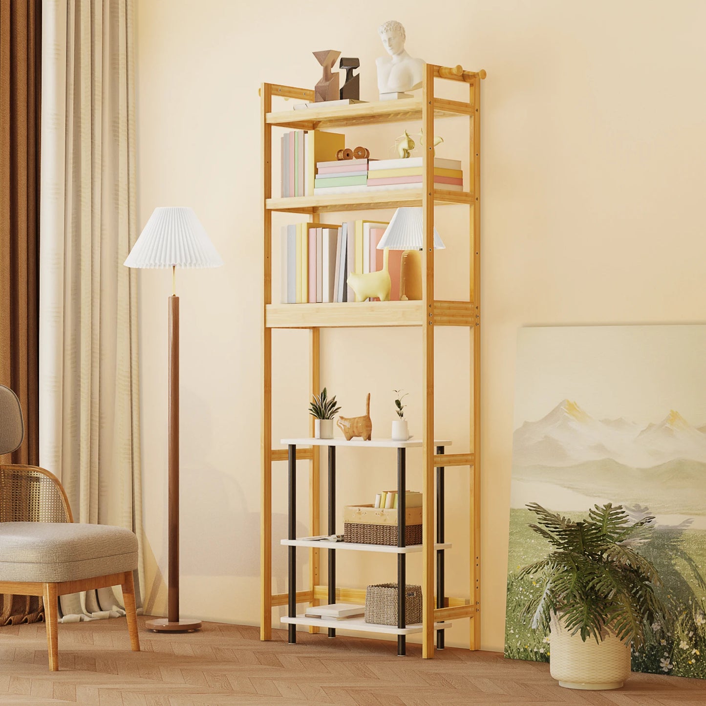 Bamboo Over Toilet Shelf Rack Bathroom Laundry Organizer Storage Shelf Rack