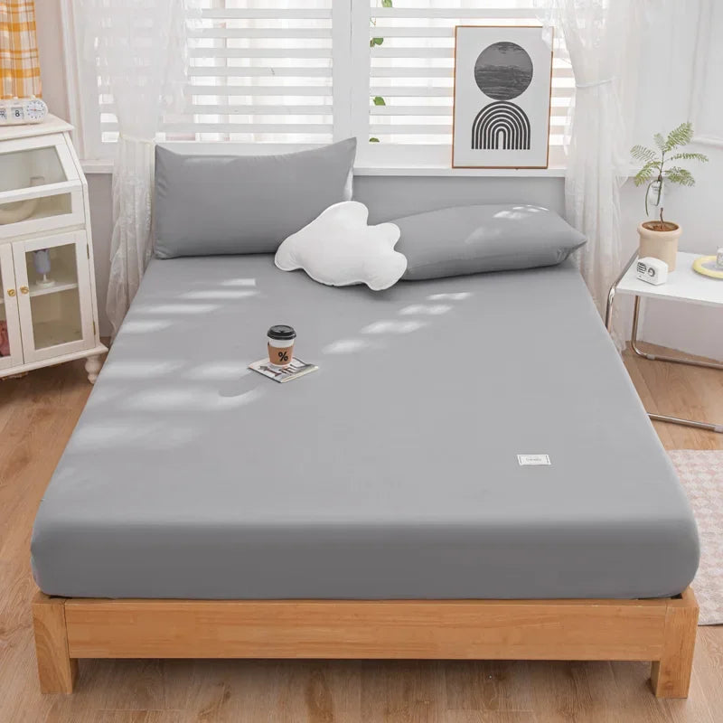 3pcs Fitted Sheet Microfiber Deep Pocket Bed Sheet Matcha Green Bedroom Bedding Sheets Set Solid Color Sheets with 2 Pillowcases