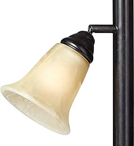 Kathy Ireland Sonnett Industrial Vintage Tree Torchiere Floor Lamp Standing 72"" Tall Bronze Brown Champagne Alabaster Glass