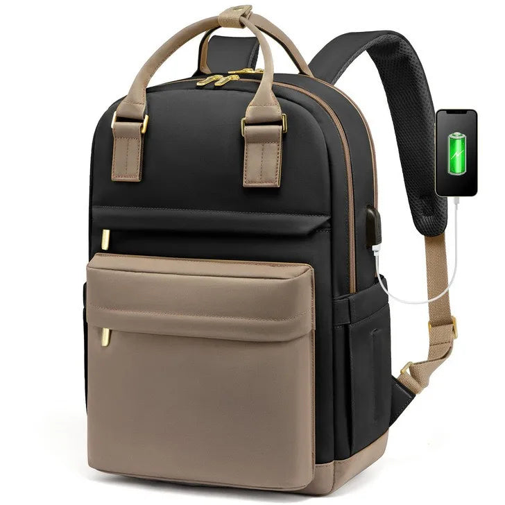 Bagpack for Women Patchwork Basic Nylon Waterproof Fashion Tote Bag Travel Hiking Usb Port 15’6in Notebook Backpacks New Street