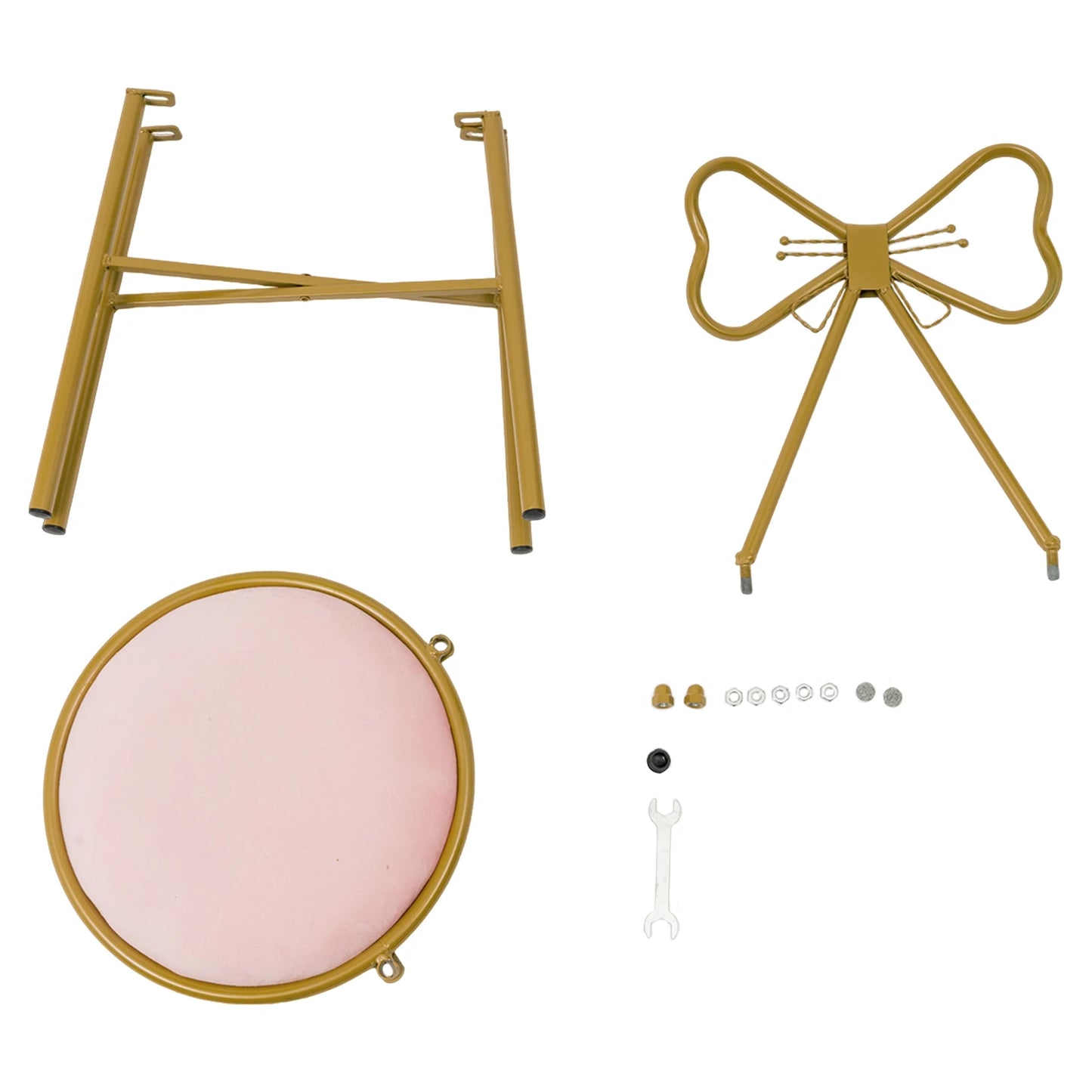 Butterfly Shaped Vanity Chair Bow Seat Backrest with Metal Frame & Sponge Cushion