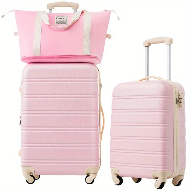 Hard shell suitcase Set 2 + bags Rotating suitcase with TSA lock lightweight 20 "+ 24"