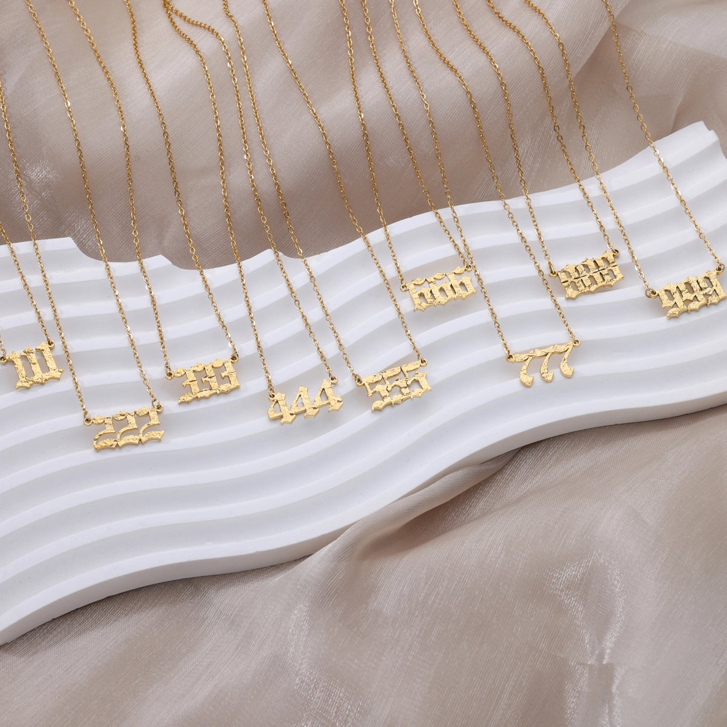 Stainless Steel Number Necklaces For Women Men Gold Color 111 222 333 444 555 777 888 999 666 000 Pendant Necklace Jewelry Neck
