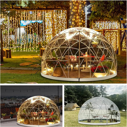 12 x 7.2 FT Garden Dome Igloo Tent, Outdoor Igloo Dome Greenhouse with PVC Transparent Cover, Geodesic Waterproof Garden Bubble