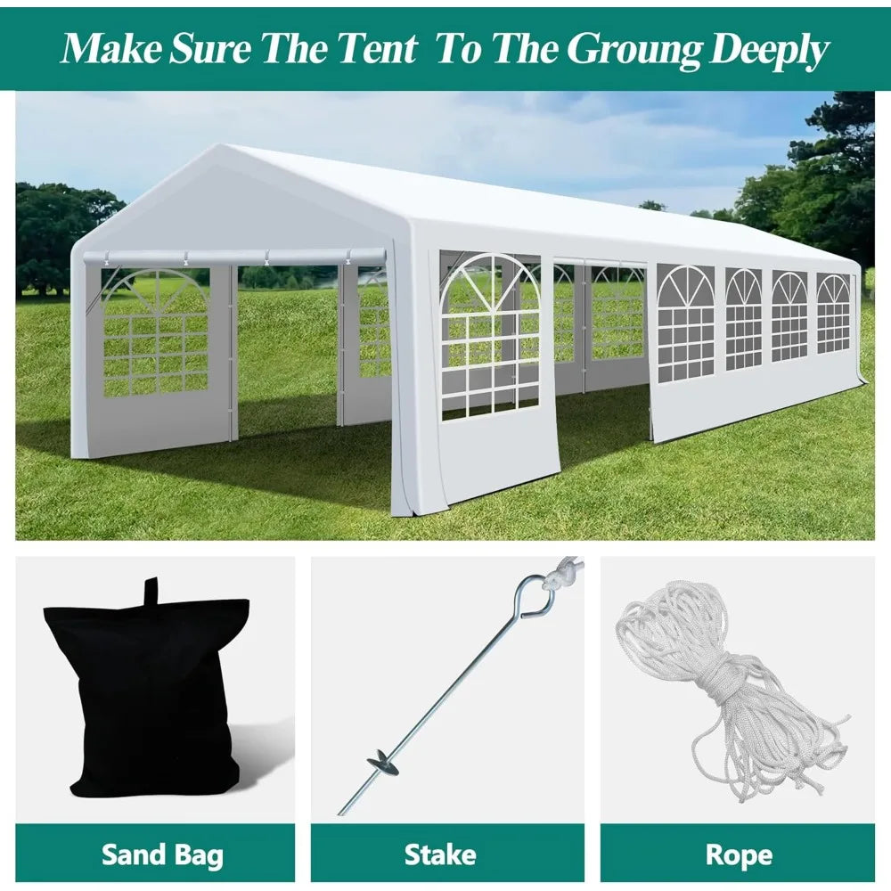 20' x 40' Canopy Party Tent & Carport - Heavy Duty Outdoor Wedding Gazebo with 4 Sand Bags, Event Shelter Canopy