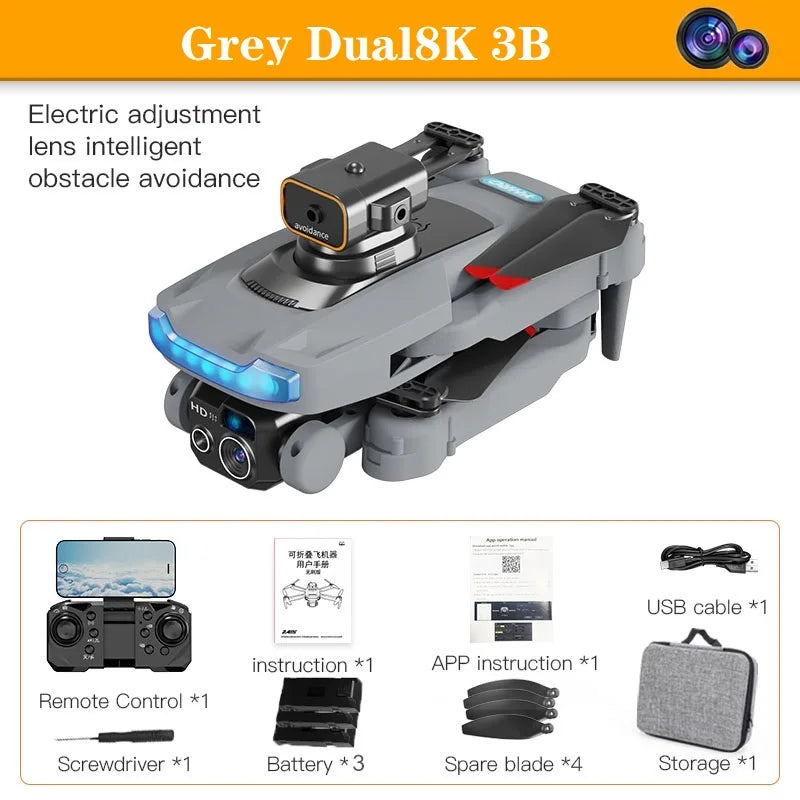 2023 P15 Mini Drone 8k Profesional 4K HD Camera Obstacle Avoidance Aerial Photography Brushless Foldable Quadcopter 1km Toys