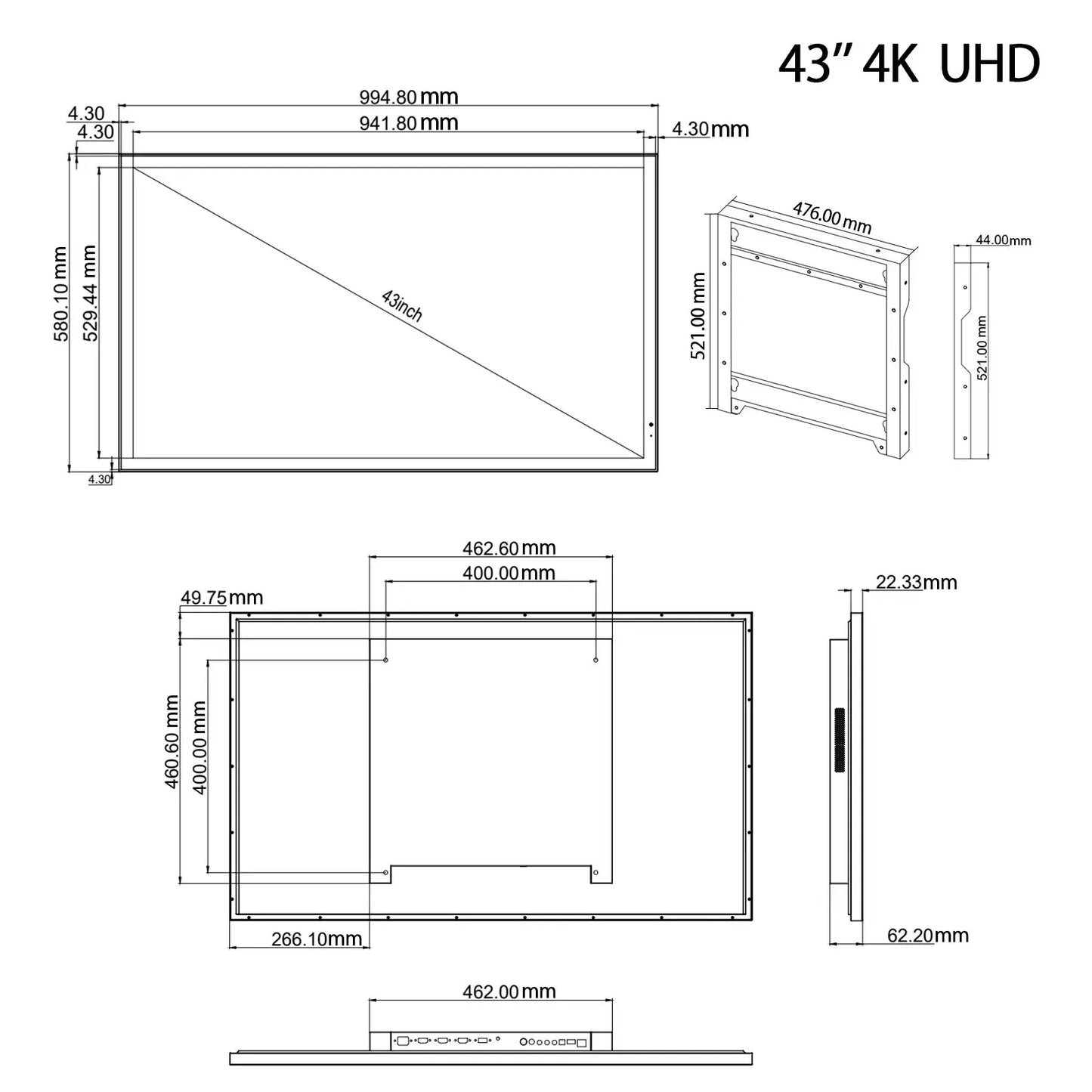 43 Inches Smart Mirror TV Bathroom LED Big Screen 4K TV Waterproof Soulaca webOS Large Television WiFi DVB ATSC Voice Control