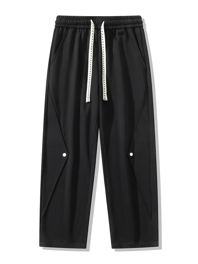 2024 New Wide Leg Sweatpants Men Sportswear String Banding Cotton Casual Loose Track Pants Male Straight Trousers Big Size 8XL