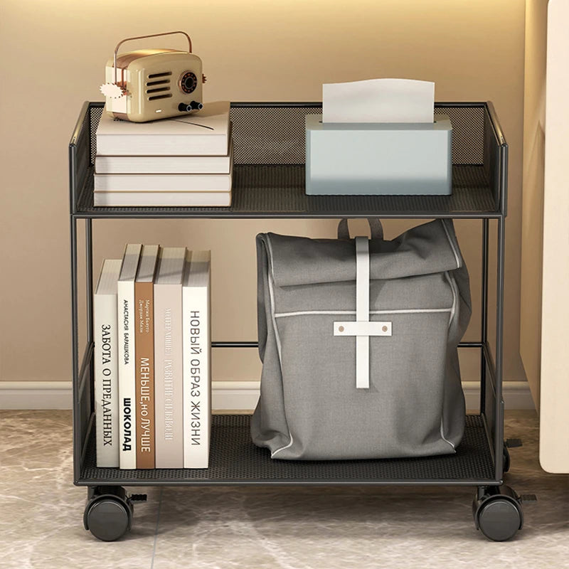 Double Layer Cart Book Storage Cabinet Office Desk Underneath Rolling File Folder Organization Tool Simple Bookshelf Rack