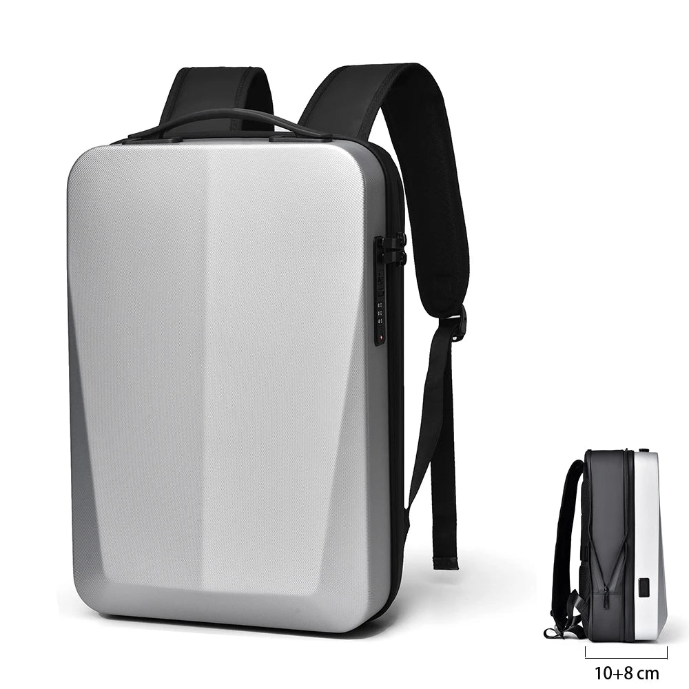 Men's 15.6" Laptop Backpack Waterproof Anti-theft Expandable Business Travel Bag Technology Style Hard Shell Backpack USB Charge
