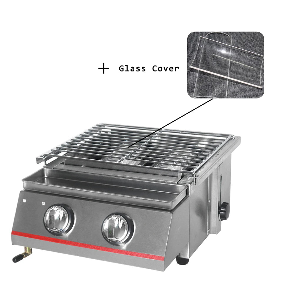 ITOP Small Portable 2 Burners BBQ Grill Gas LPG Griddle Barbecue Tools Adjustable Height For Outdoor Picnic Barbecue With CE