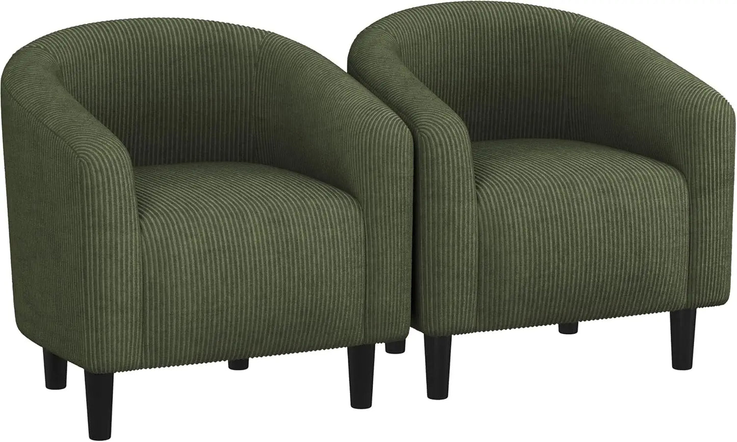 with Soft Padded Armrest, Fuzzy Club Chairs for Living Room Bedroom Waiting Room Office, Accent Chairs Set of 2, Dark Green
