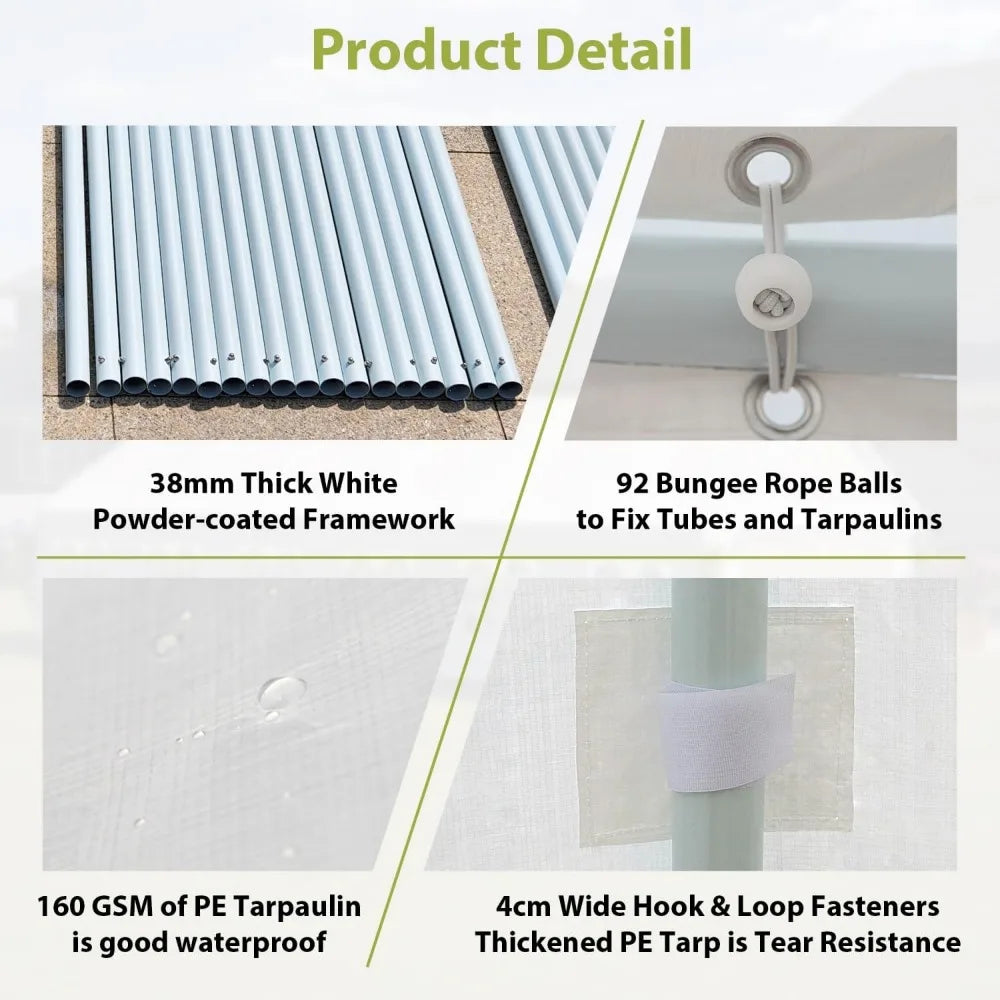 Outdoor Heavy-Duty Party Tent, Upgraded Galvanized Gazebo Wedding Canopy Big Tents with 3 Storage Bags, Event Shelter Tent