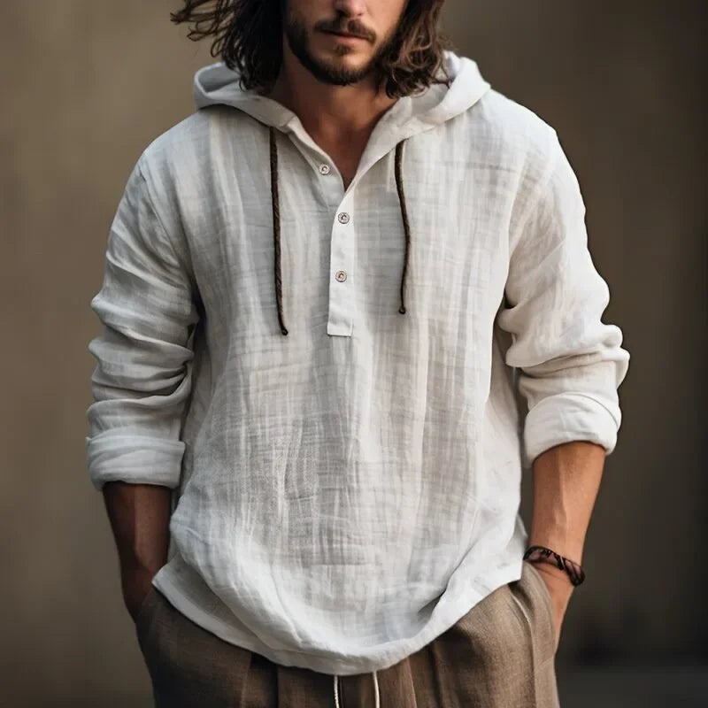 2023 New Cotton Linen Shirt Hooded Sweatshirt Long Sleeve Hooded Casual Daily Clothing Spring Summer Fashion