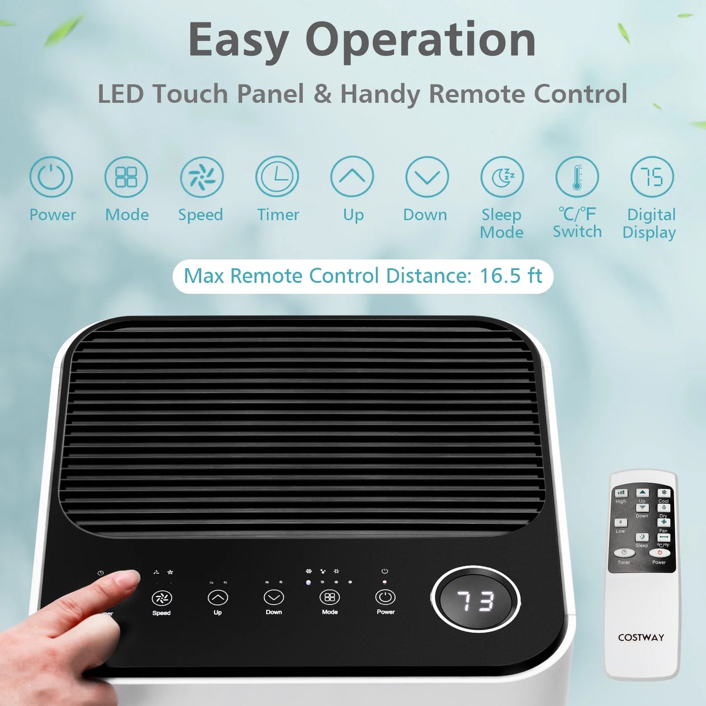 8000 BTU Portable Air Conditioner 3-in-1 Air Cooler with Fan Dehum Sleep Mode