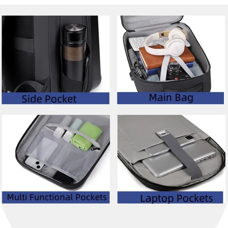 New Men's Large Capacity Hard shell Backpack ABS Leisure Backpack With USB Waterproof 17 inch Laptop Bag Business Travel Bag