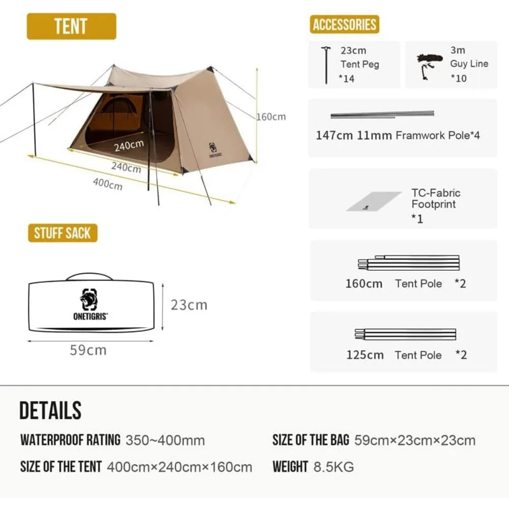 Solo Homestead TC Canvas Hot Tent with Stove Jack, Fire-Retardant Wind-Proof Durable
