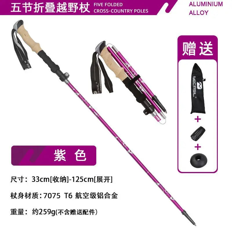 Lighten Up Folding Trekking Poles Carbon Fiber Ultralight Quick Lock Walking Stick Hiking Running Nordic Walking Polehiking stic