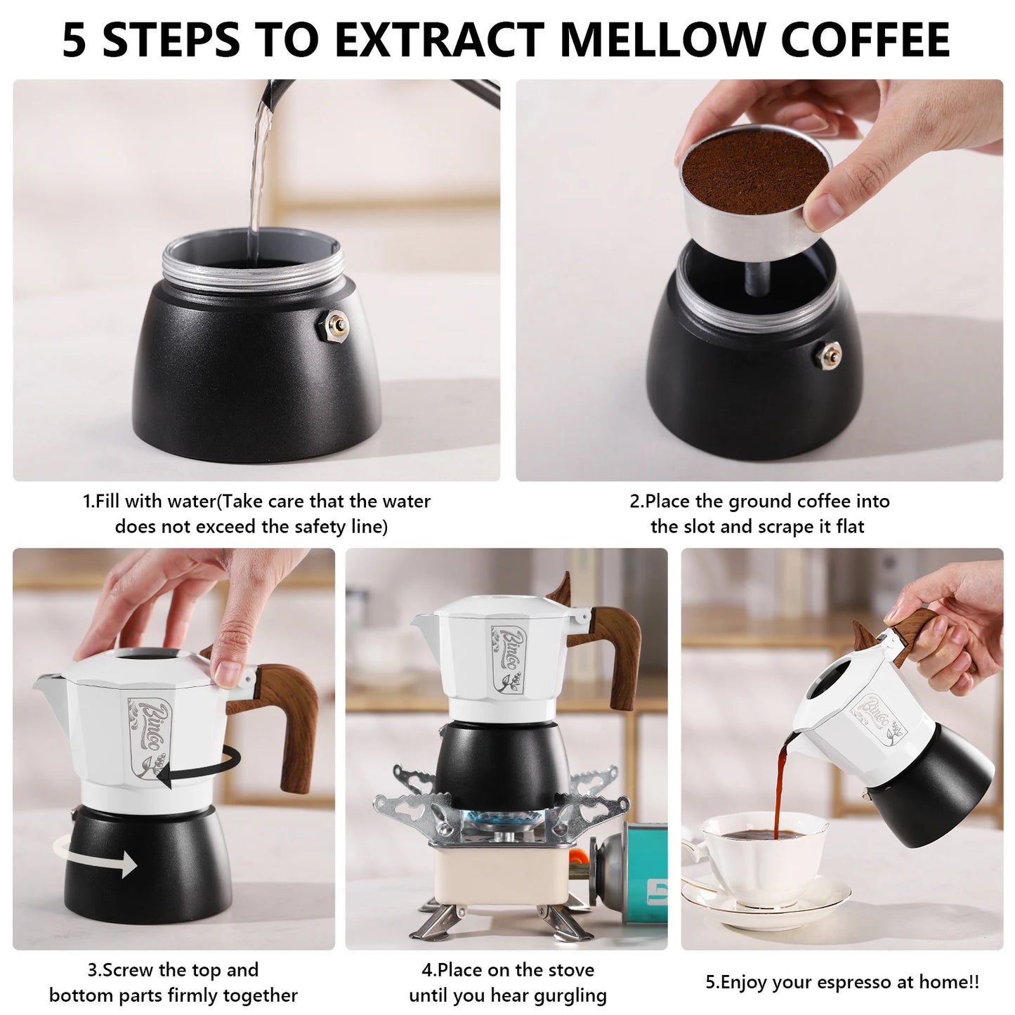 Stovetop Espresso Maker, 2 Cups Moka Coffee Pot for Gas or Electric Ceramic Stovetop,Italian Coffee maker